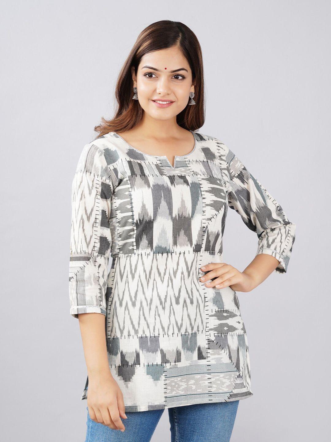 parchhai women cream-coloured geometric print top