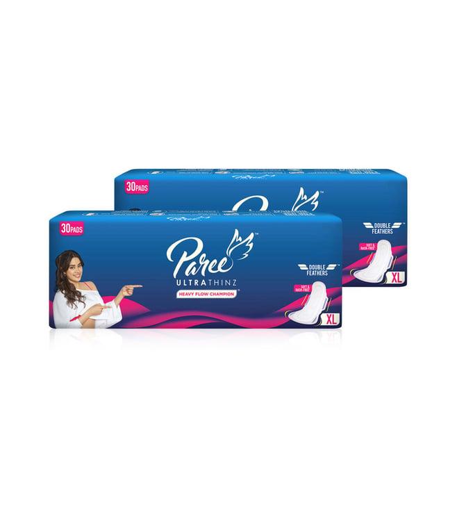 paree ultra thinz soft & rash free sanitary trifold xl pads for women - 30 pcs each (pack of 2)