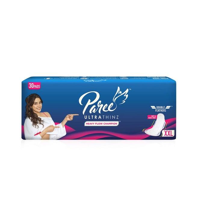 paree ultra thinz soft & rash free sanitary trifold xxl pads for women - 30 pcs