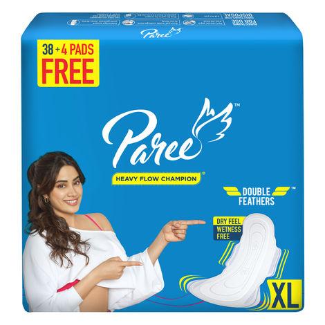 paree dry feel xl sanitary pads for women with leakage protection and quick absorbption - 42 pads (280mm)