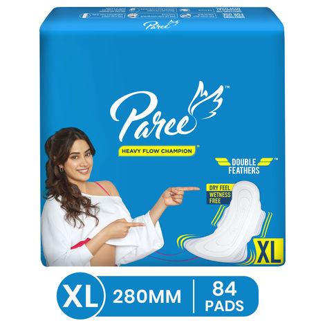 paree dry feel xl sanitary pads for women with leakage protection and quick absorbption - 84 pads (280mm)