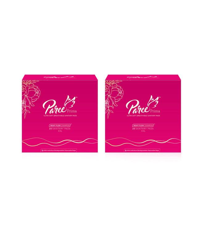 paree prima ultra soft sanitary trifold xxl pads for women - 20 pcs each (pack of 2)