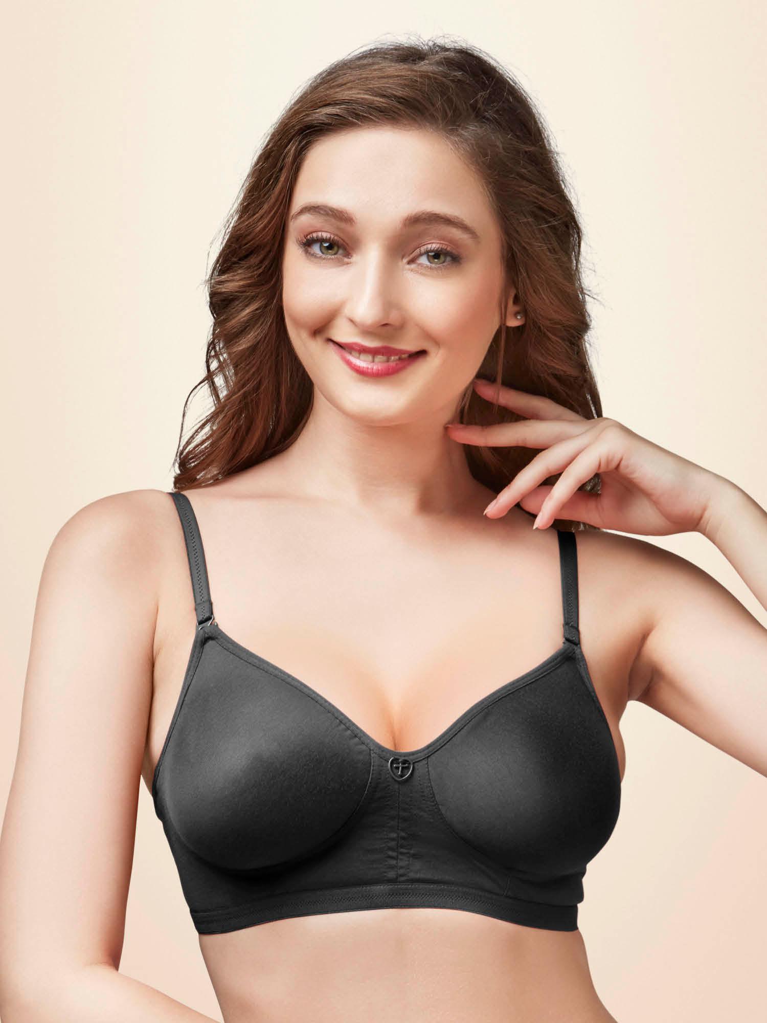 paresha stp women non wired soft full cup bra - black