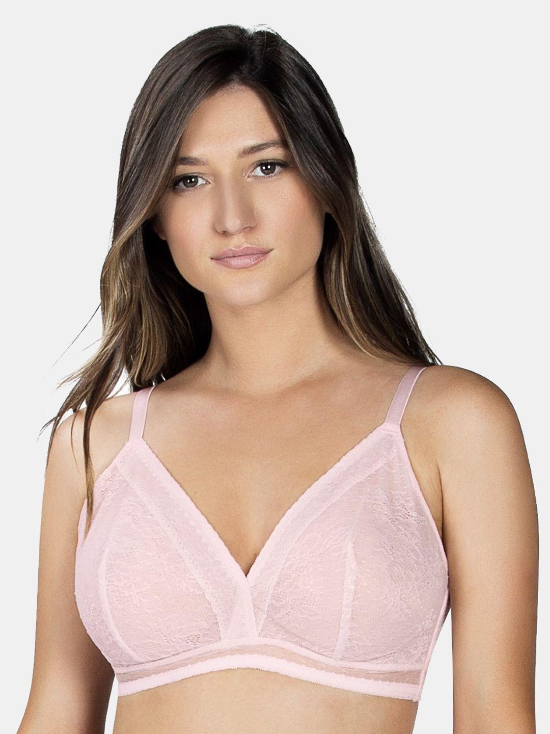 parfait plus size pink lace non-wired non padded bralette bra a16222