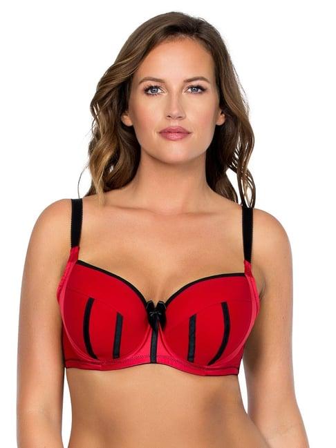 parfait red & black under wired padded full coverage bra