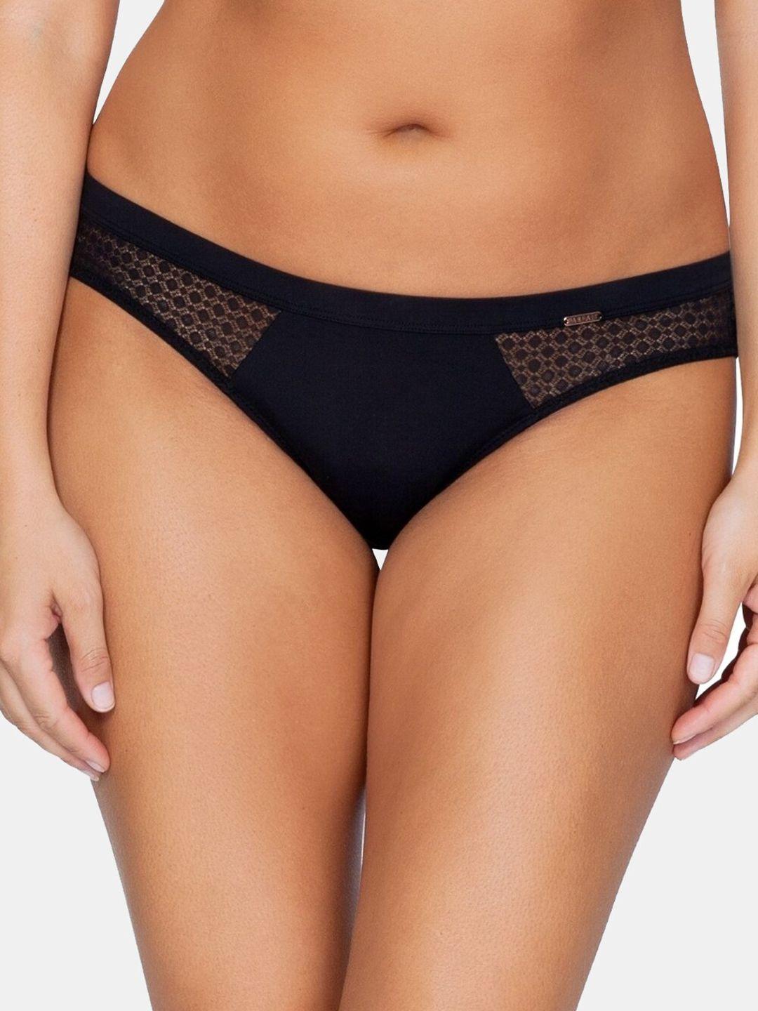 parfait women black solid bikini briefs