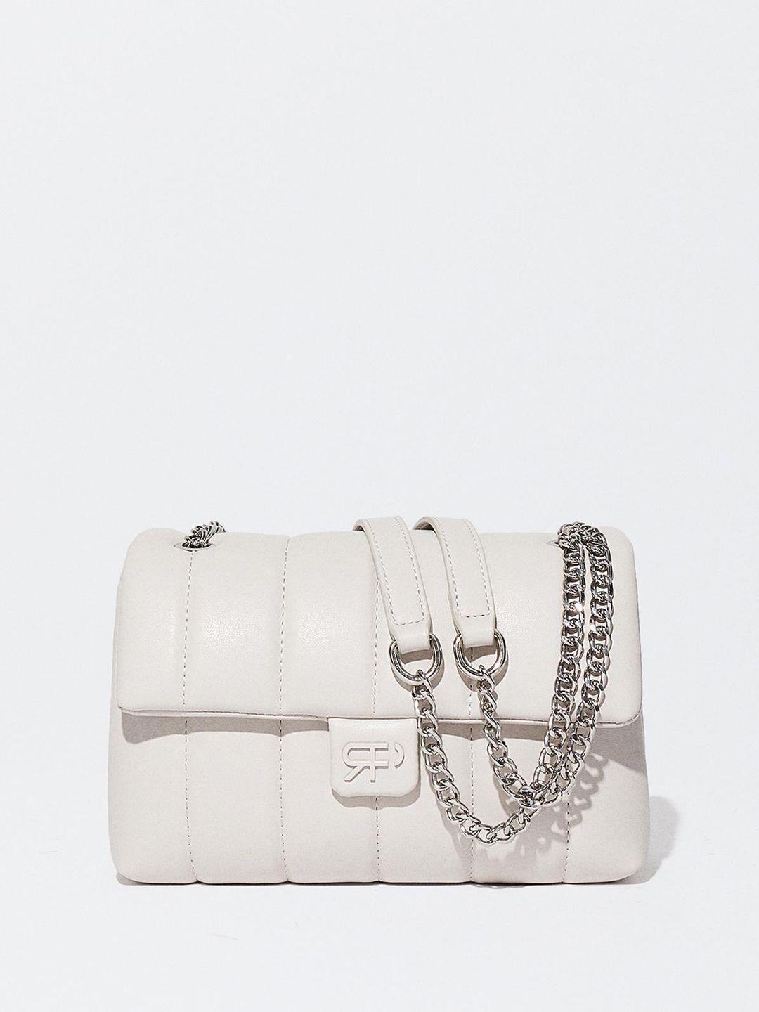 parfois striped structured shoulder bag with quilted detail