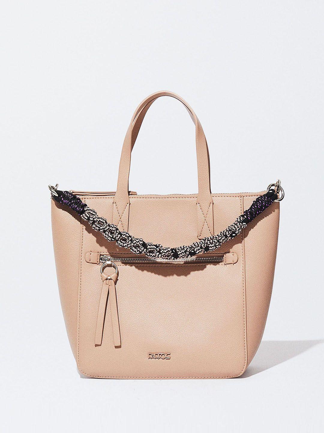 parfois textured structured handheld bag with rope handle