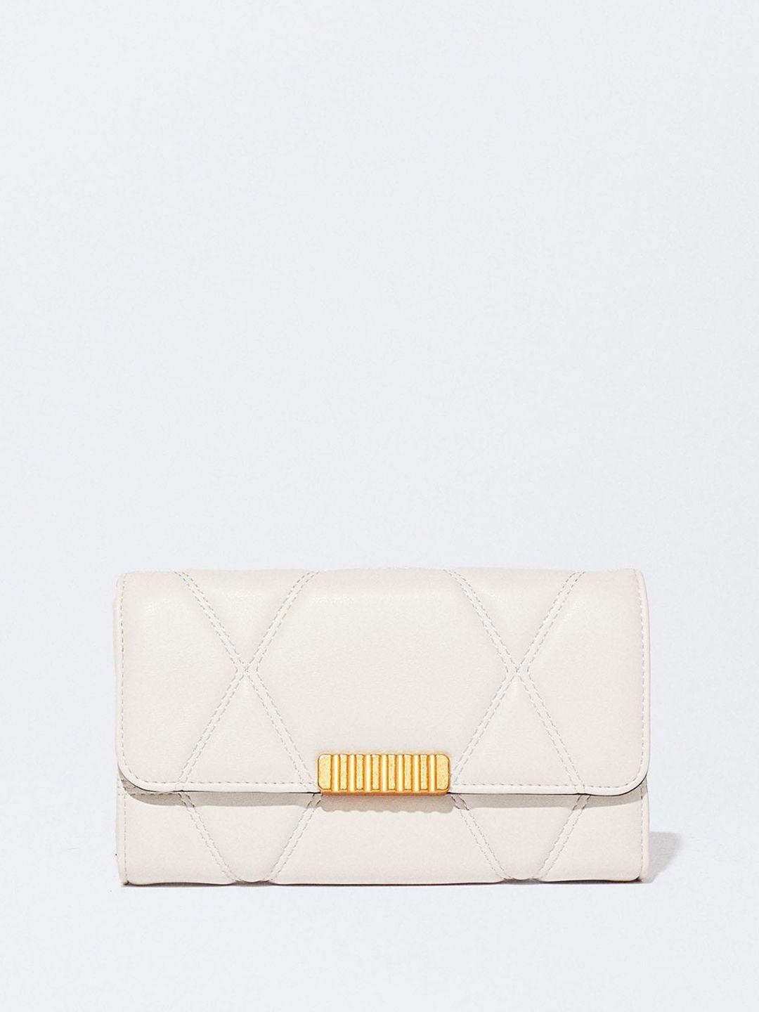parfois women quilted detailed three-fold wallet
