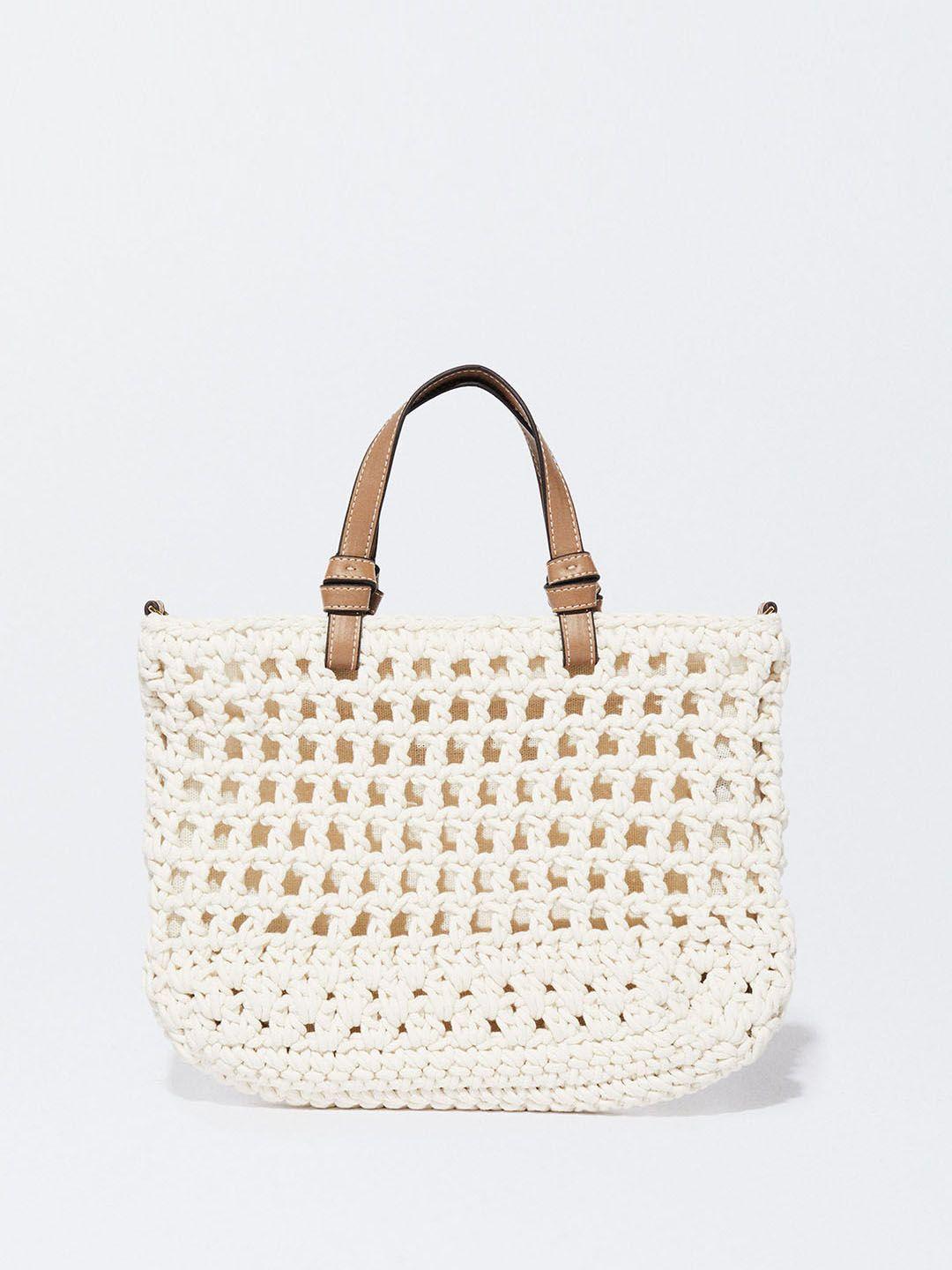 parfois women woven structured handheld bag