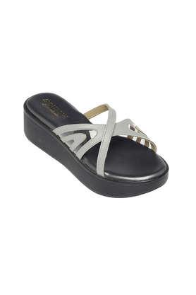 pari pu slipon women's casual sandals - grey