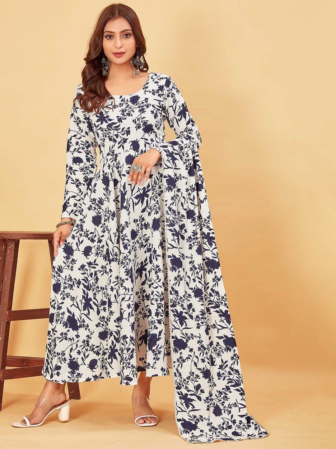 pari the fashion studio floral printed fit & flared maxi ethnic dress with dupatta