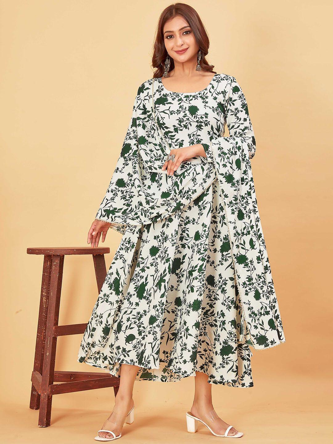 pari the fashion studio printed fit & flared gown maxi dress with dupatta