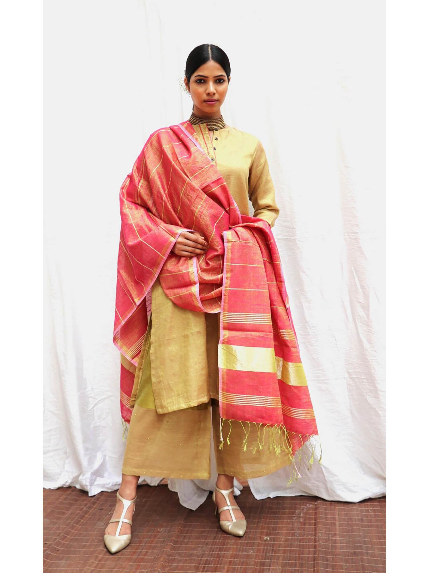 parijata handwoven cotton zari dupatta