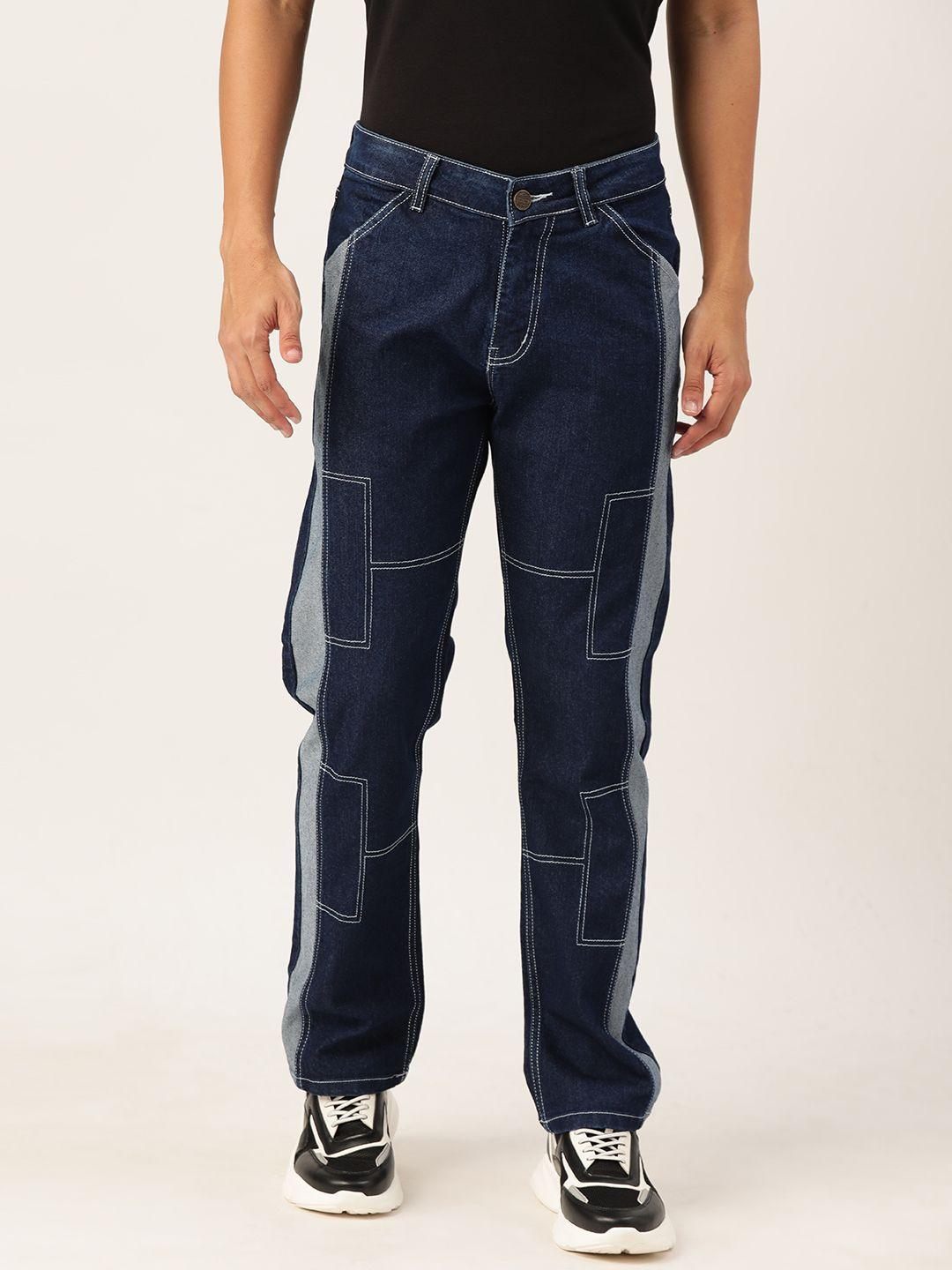 paris hamilton men straight fit colourblocked stretchable jeans