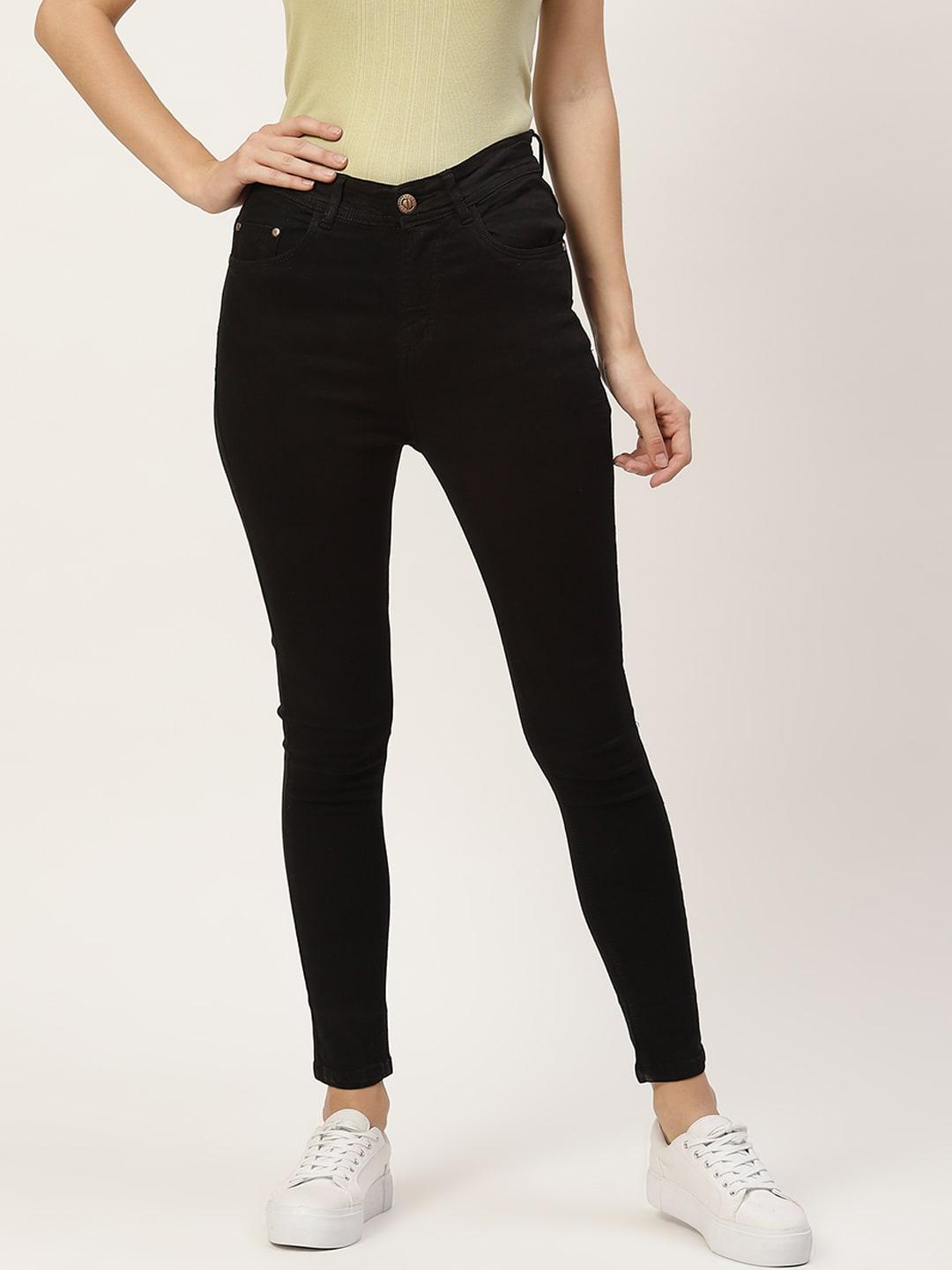 paris hamilton women black skinny fit high-rise stretchable jeans