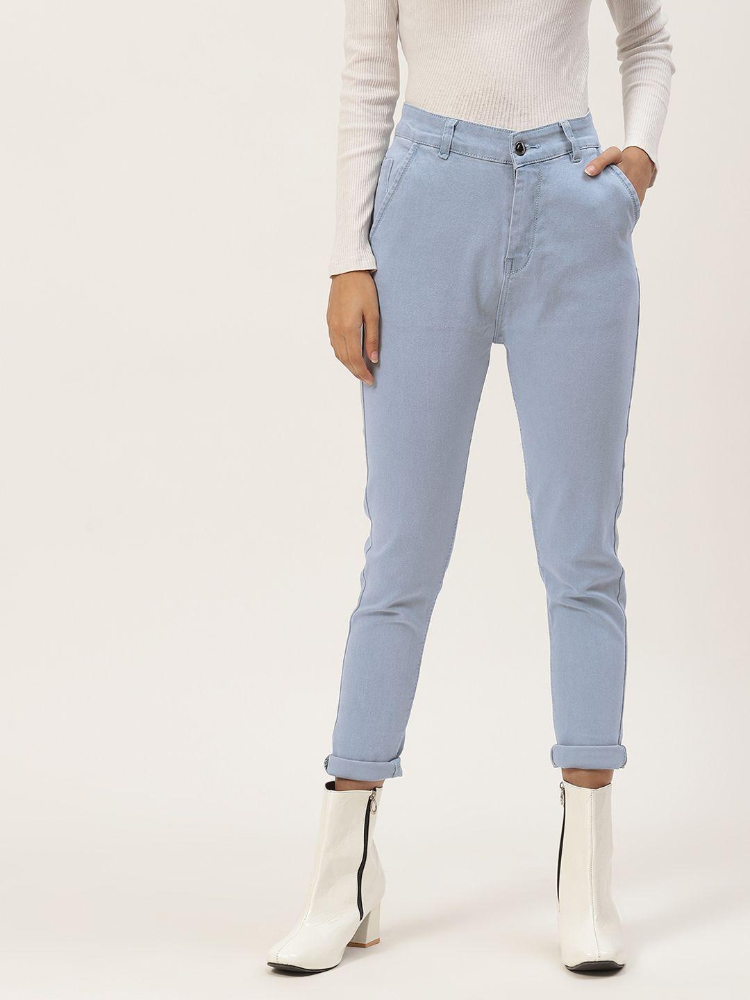 paris hamilton women blue slim fit high-rise stretchable jeans
