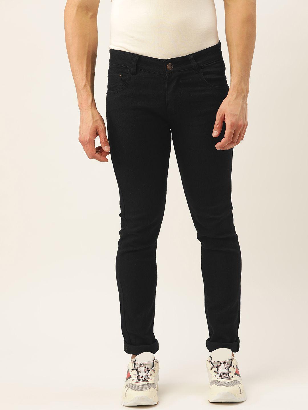 paris hamilton men black mid rise skinny fit stretchable jeans