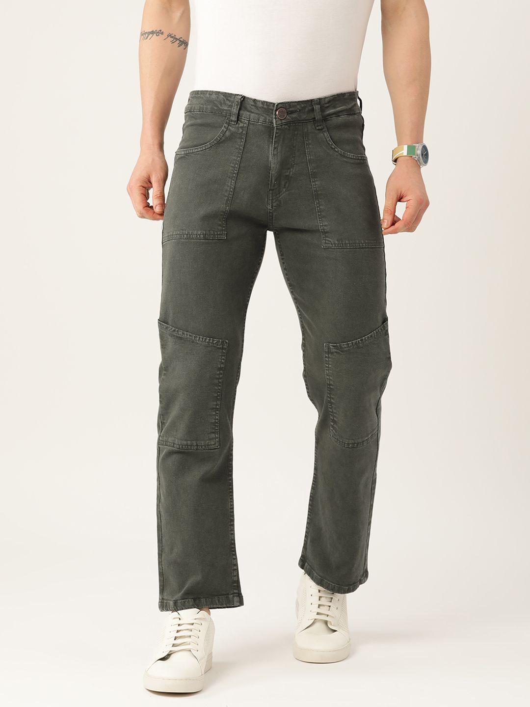 paris hamilton men relaxed fit carpentar style loose stretchable denim cargo jeans