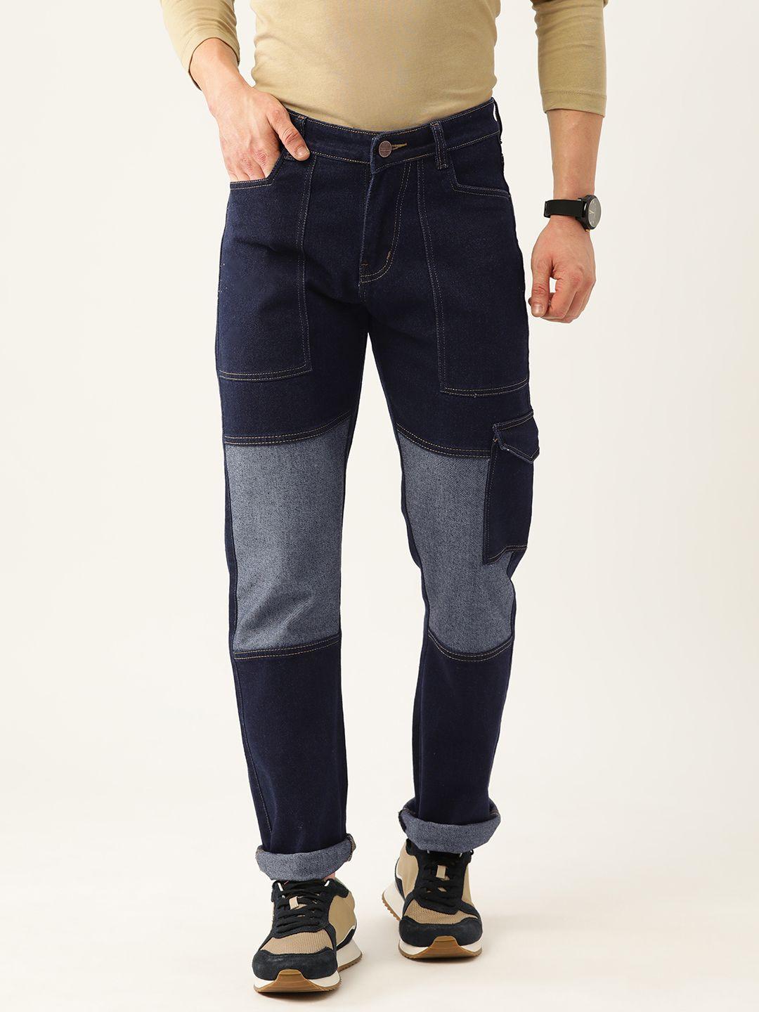 paris hamilton men relaxed fit colourblocked denim jeans