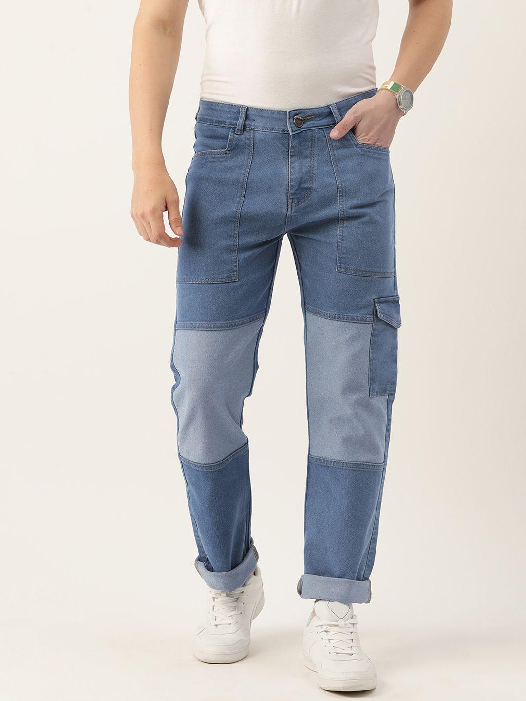 paris hamilton men relaxed fit colourblocked stretchable jeans