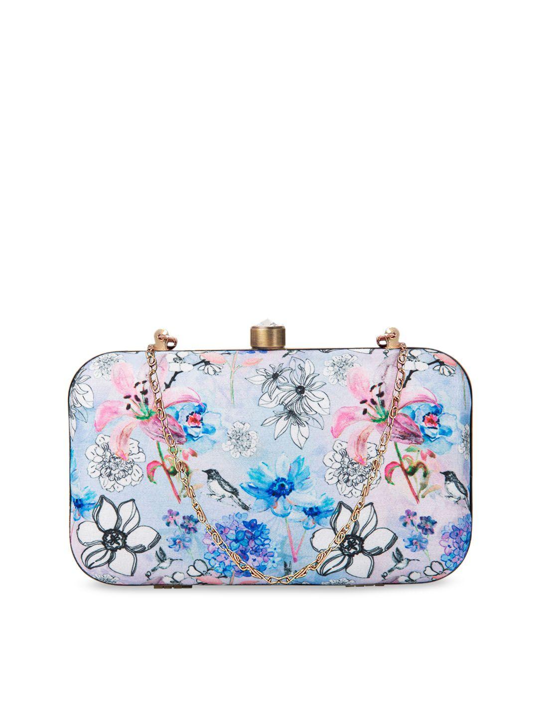 parizaat by shadab khan blue & pink printed clutch