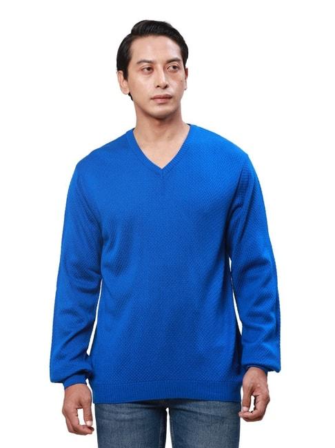 park avenue blue regular fit self pattern sweater