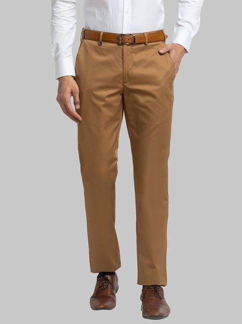 park avenue khaki cotton super slim fit trousers