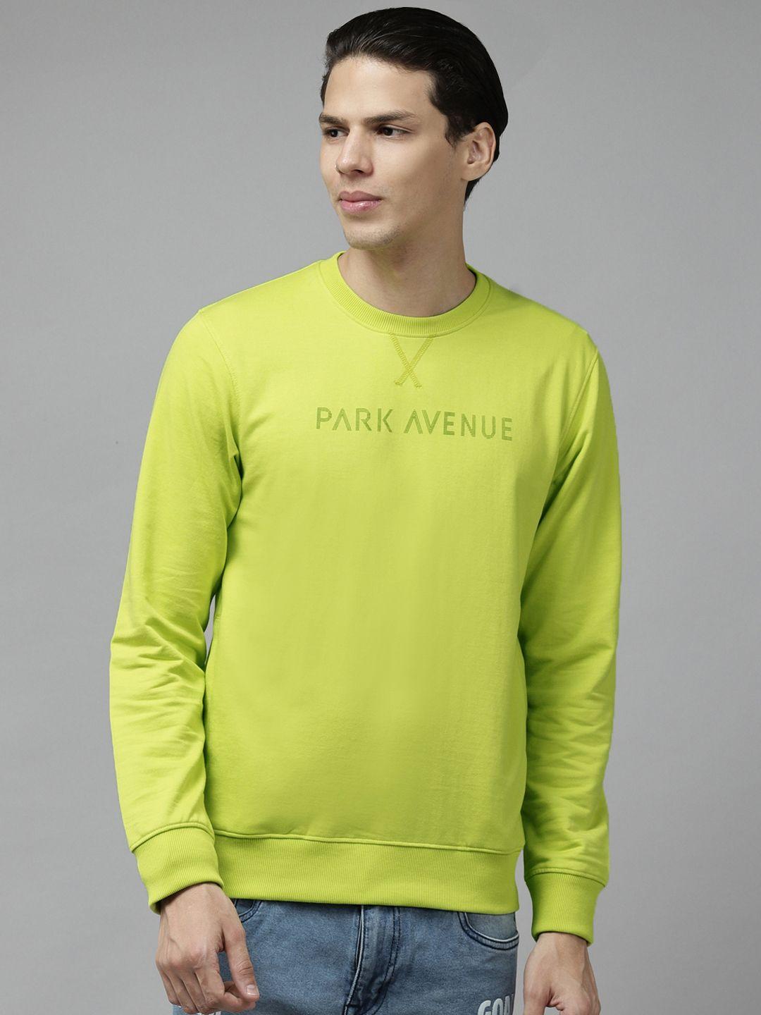 park avenue men lime green brand logo printed sweatshirt