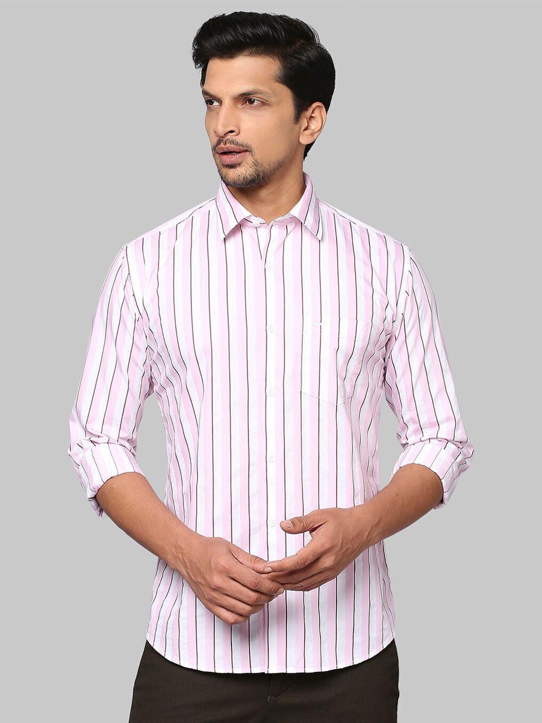 park avenue men maroon slim fit striped cotton casual shirt