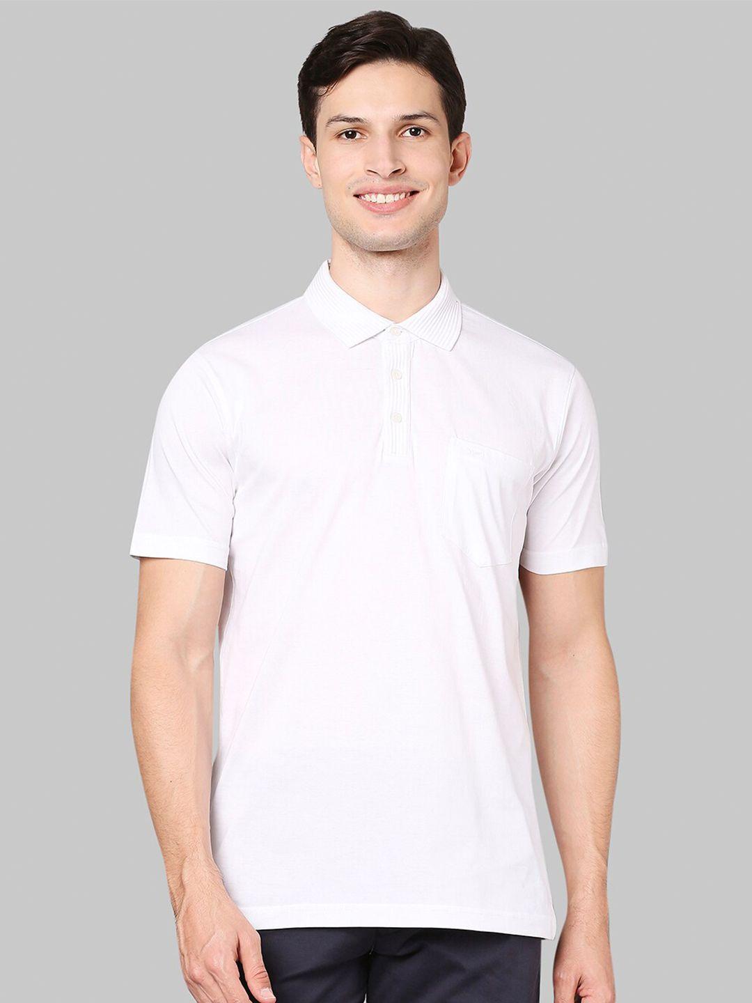 park avenue men white solid polo collar slim fit t-shirt
