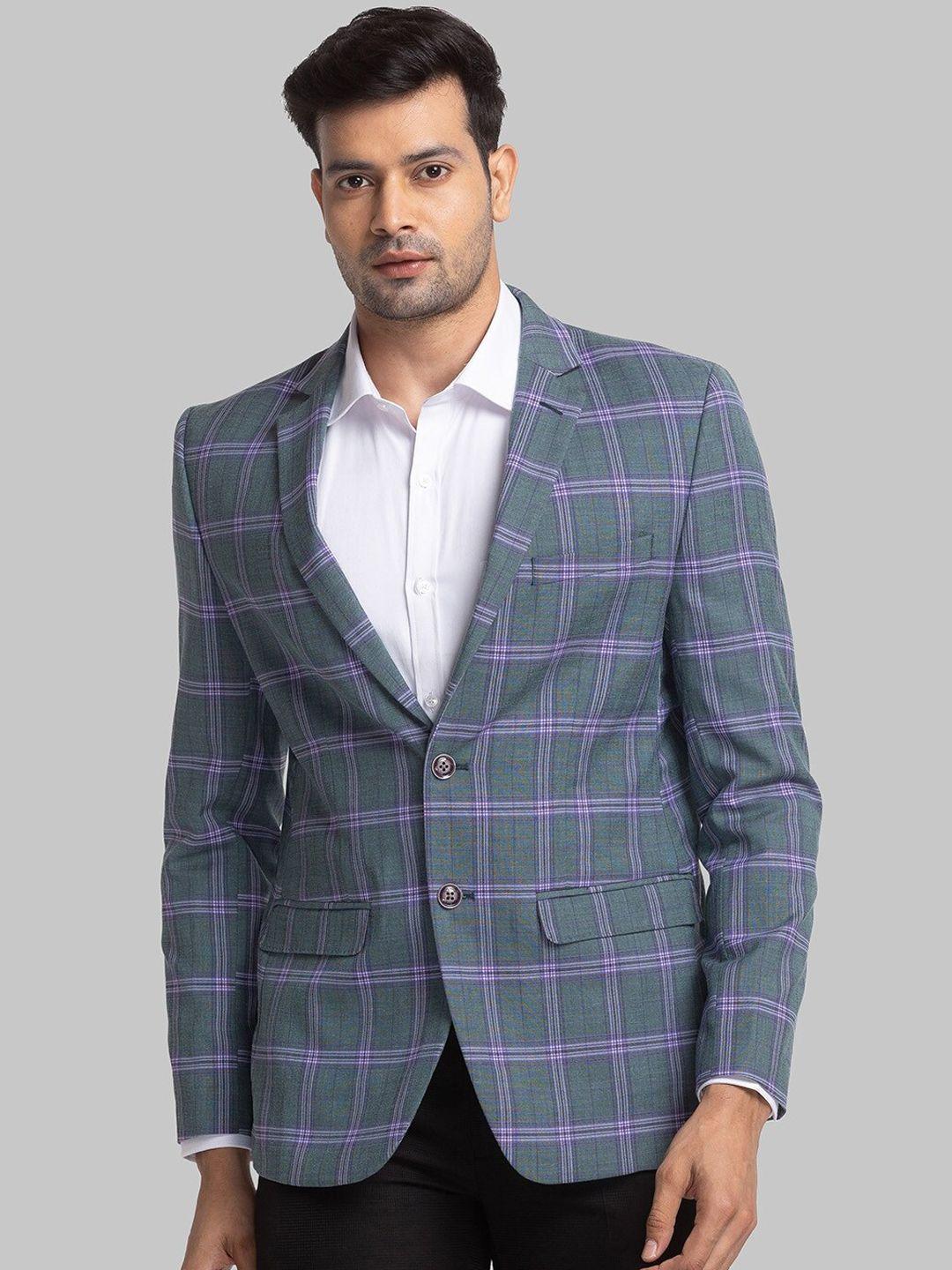 park avenue slim-fit checked single breasted blazers