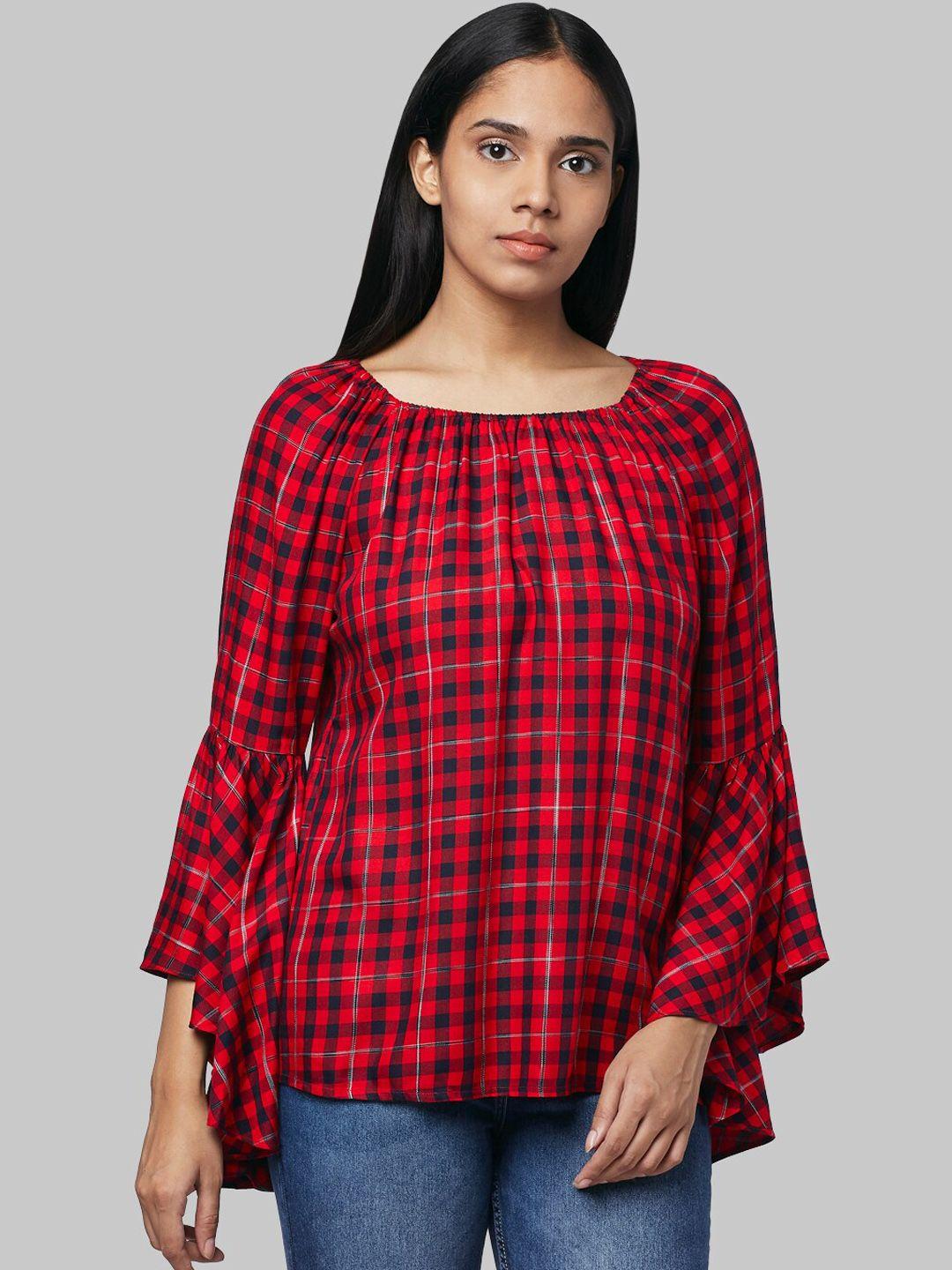 park avenue woman women red checked top