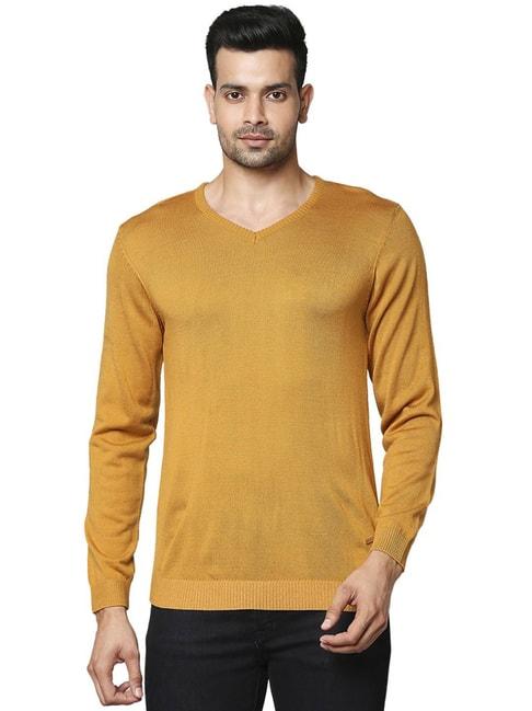 park avenue yellow  regular fit sweaters