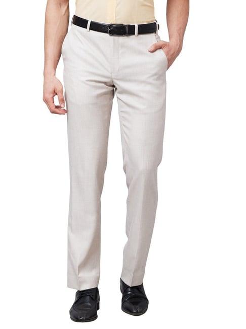 park avenue beige classic fit trousers