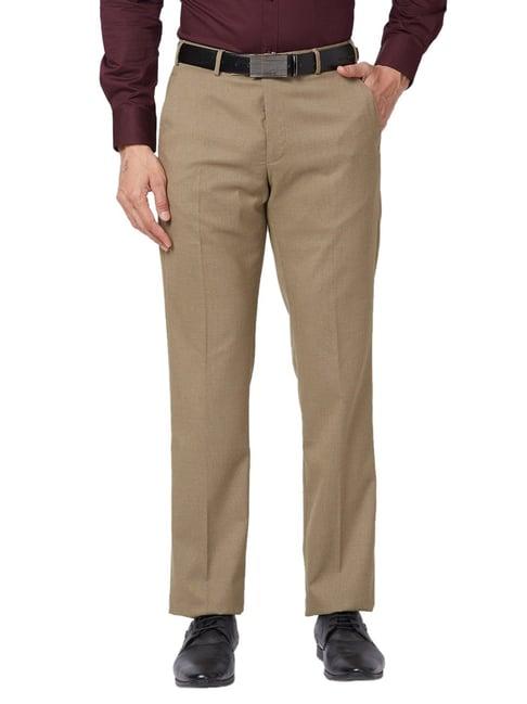 park avenue beige classic fit trousers