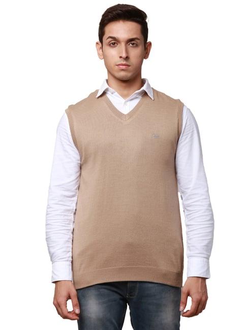 park avenue beige regular fit sweater