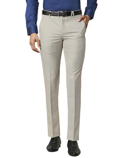 park avenue beige regular fit texture trousers