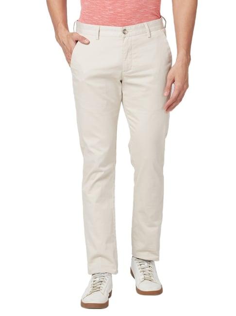 park avenue beige super slim fit trousers