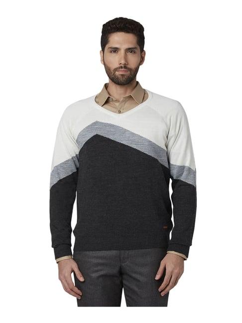 park avenue black & ecru regular fit sweater