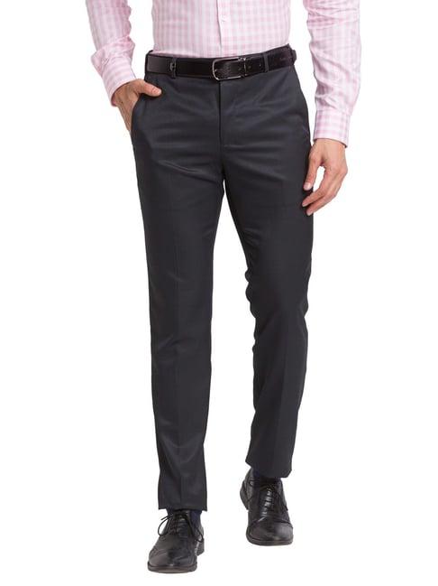 park avenue black classic fit texture trousers