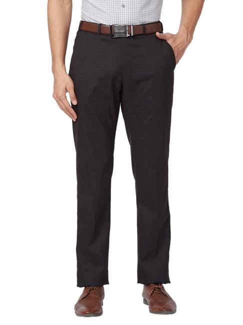 park avenue black classic fit texture trousers