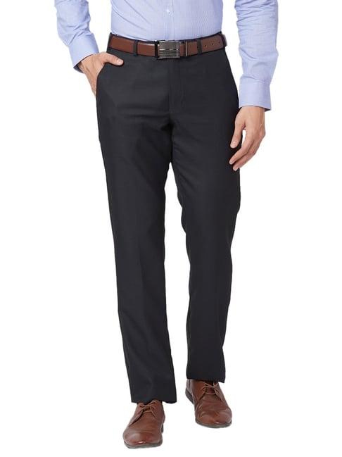 park avenue black classic fit texture trousers