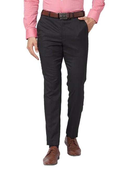 park avenue black classic fit texture trousers