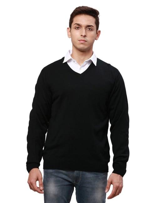 park avenue black regular fit sweater