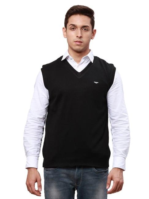 park avenue black regular fit sweater