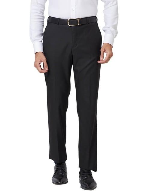 park avenue black regular fit trousers