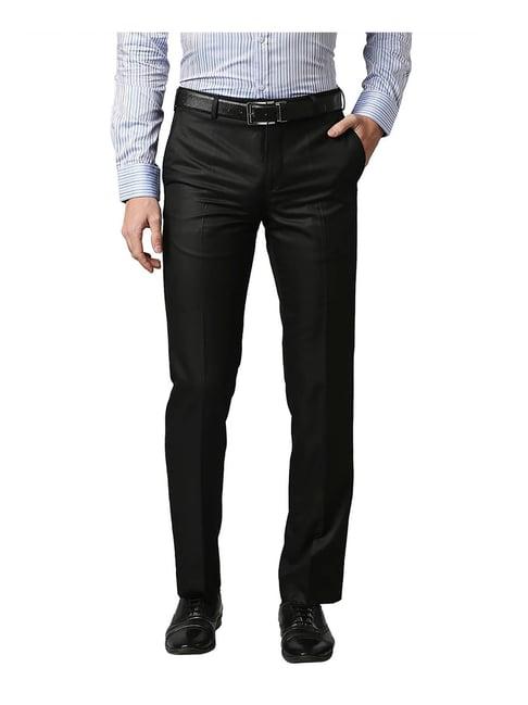 park avenue black regular fit trousers