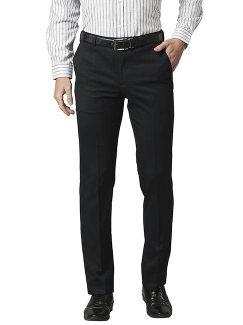 park avenue black regular fit trousers