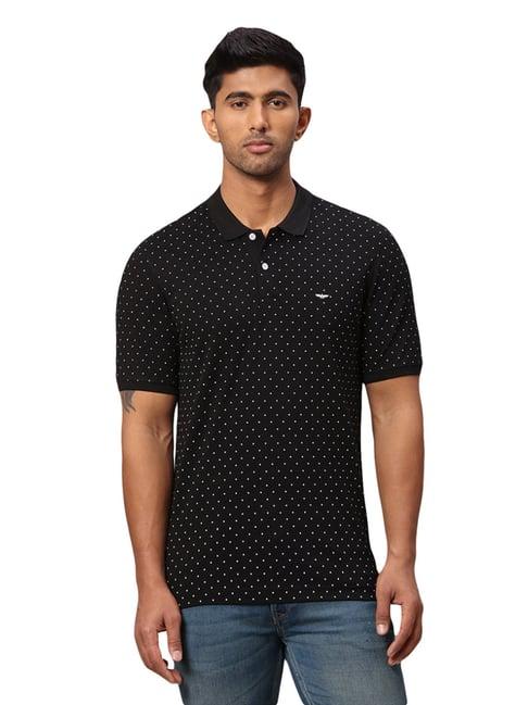 park avenue black slim fit printed polo t-shirts